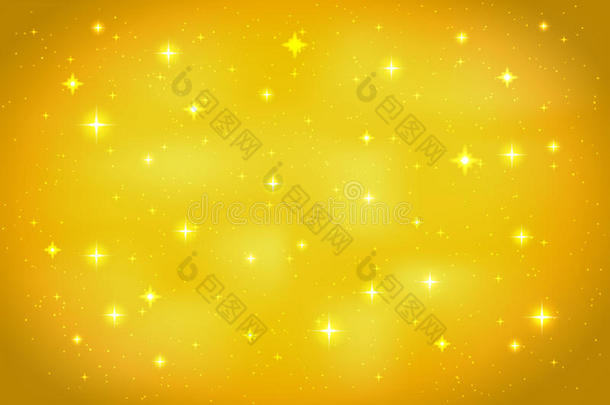 金色的抽象背景，<strong>闪烁</strong>的<strong>星星</strong>