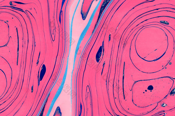 抽象大理石花纹背景粉红色和蓝色