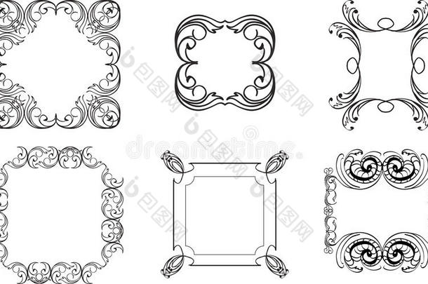 收集装饰复古框架，复古边框，字母，矢量