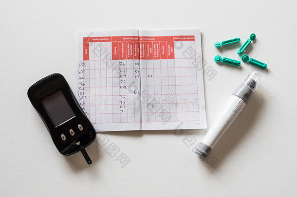 糖尿病设备，用于自测血糖水平与血糖仪