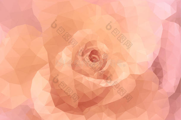 抽象三角形多边形花卉时尚粉红色和米色婚礼背景