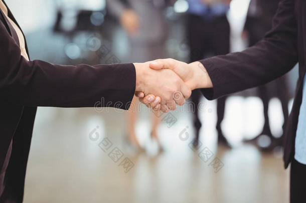 女商人与同事握手