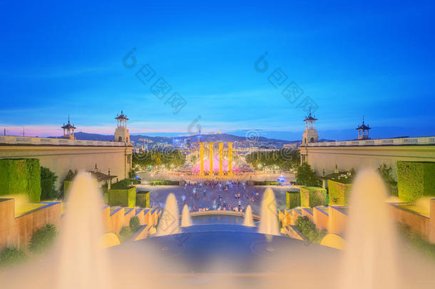 巴塞罗那魔法喷泉夜景