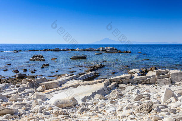 爱琴海阿里基背景海滩美丽的