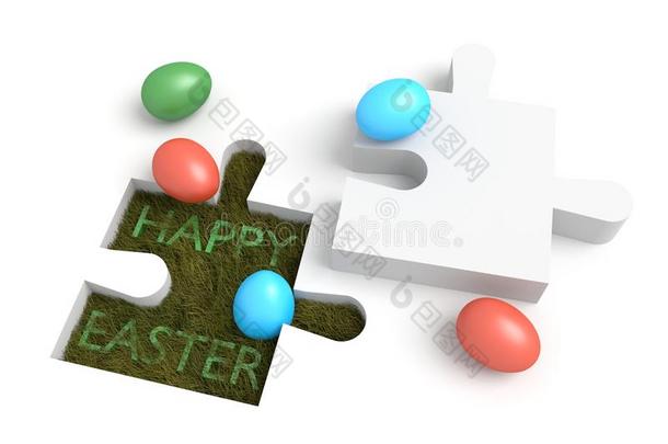 复活节拼图：带鸡蛋的复活节快乐