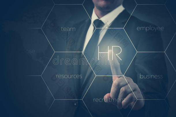 商人指出图标-HR，招聘和选择的概念