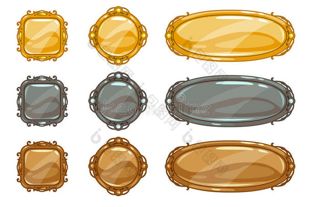 卡通矢量金属按钮设置