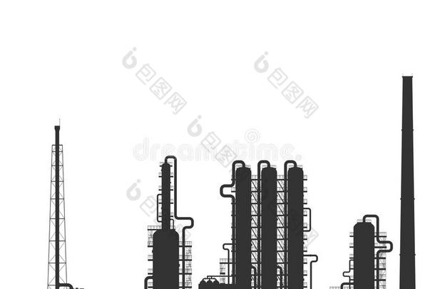 炼油厂或化工厂的轮廓。