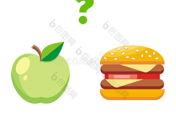 苹果或汉堡食品<strong>设计平面</strong>