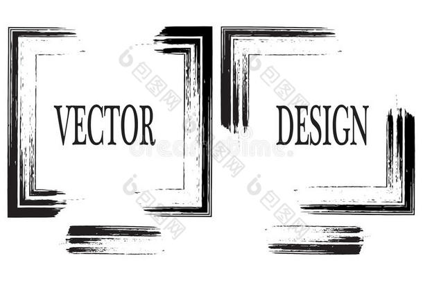 <strong>手绘</strong>栅格框架，有文字空间。 墨水涂片。 粗刷笔画。 矢量刷冲程。 <strong>现代</strong>纹理