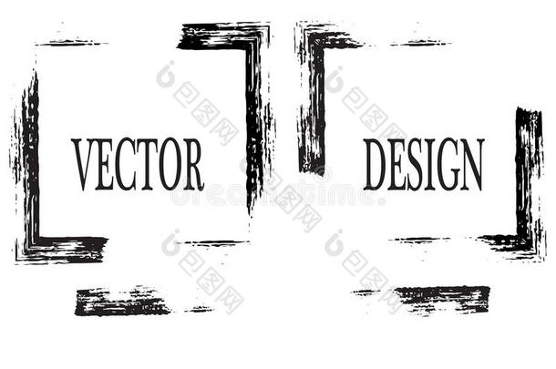 手绘栅格框架，有文字空间。 墨水涂片。 粗刷笔画。 矢量刷冲程。 现代纹理