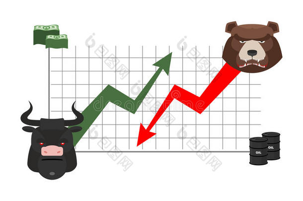 牛市和熊市金融。 报价的上升和下降。 玩家在E上