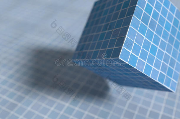 蓝色琉璃立方体