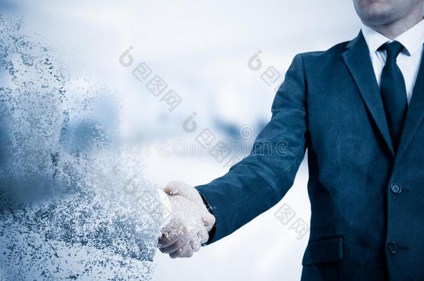 握手。 这个概念不是商业上可靠的合作伙伴。 塌陷的影响
