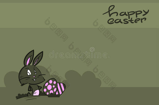 卡通兔兔抱着彩蛋快乐复活节假期复制空间