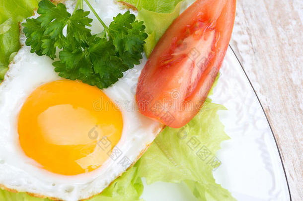 煎鸡蛋，生菜，欧芹，西红柿