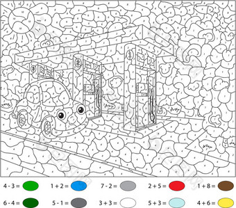 汽车加油站或加油站。 颜色按数字教育游戏为图片