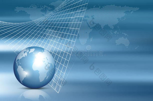 全球地图与世界全球-金融和投资模板-商业背景蓝色