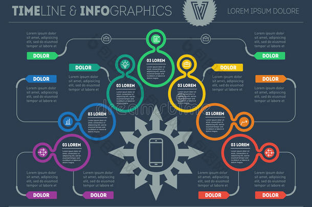 商业计划有7个步骤。带有设计元素的信息图形。<strong>业务流程</strong>的矢量<strong>表</strong>示。抽象web模板