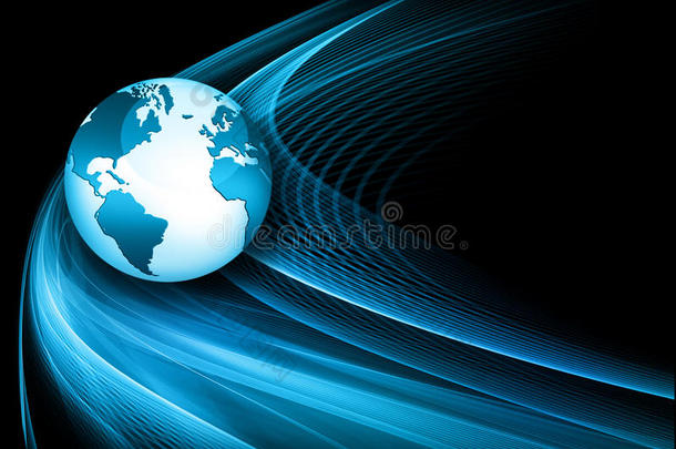 全球商业的最佳<strong>互联网</strong>概念。 地球仪，技术背景上的发<strong>光线</strong>。 电子，无线，射线