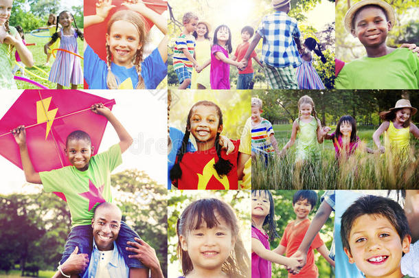儿童家庭享受好玩的夏季休闲概念