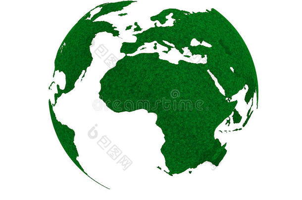 绿色星球的概念。 草地球仪