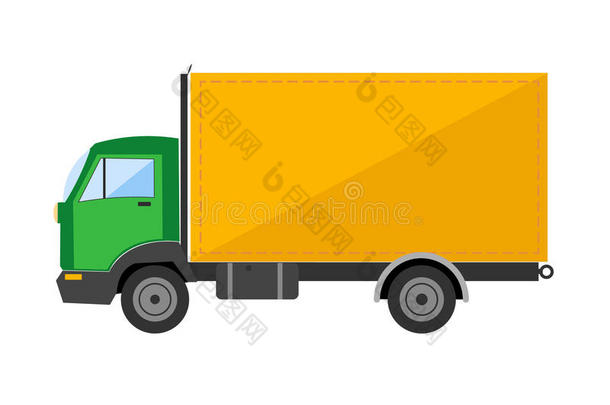 自动卡车倾翻卡车三轮车图标隔离倾翻卡车。 汽车隔离。建筑卡车机器。升降机
