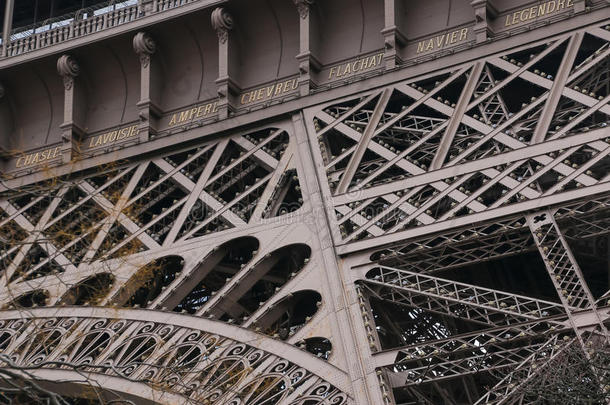 埃菲尔铁塔建筑细节，巴黎，法国，欧洲。