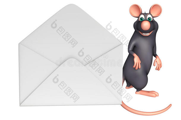 可爱的老鼠卡通人物与邮件