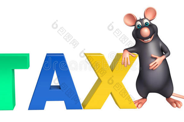 可爱的老鼠卡通人物与税务标志