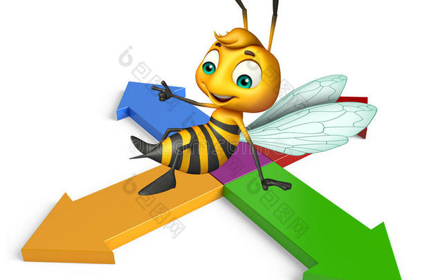 可爱的蜜蜂卡通人物带箭头
