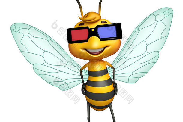 可爱的蜜蜂<strong>卡通</strong>人物带3D眼镜