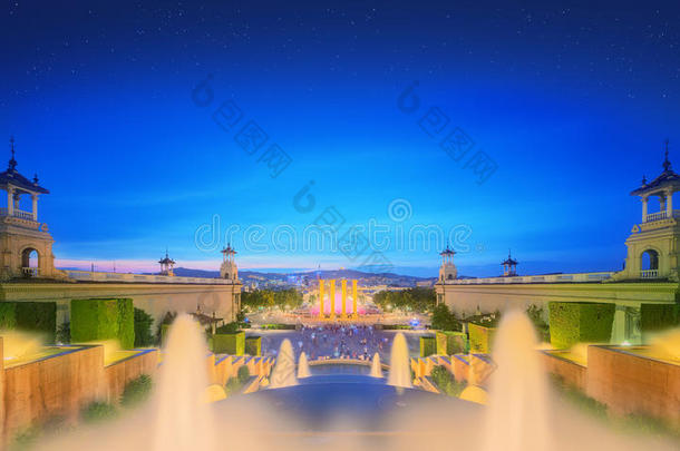 巴塞罗那<strong>魔法喷泉</strong>夜景
