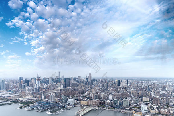 曼哈顿-纽约市中心建筑鸟瞰图