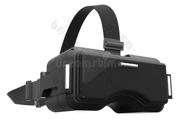 黑色VR耳机在白色背景上的三维<strong>渲染</strong>图像