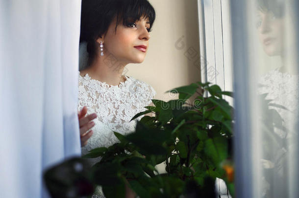 温柔美丽时尚的年轻新娘的背景