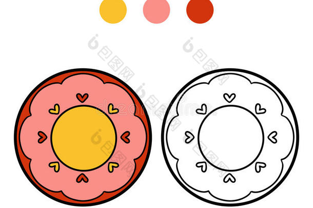 儿童着色书。 有心<strong>脏</strong>的<strong>盘子</strong>