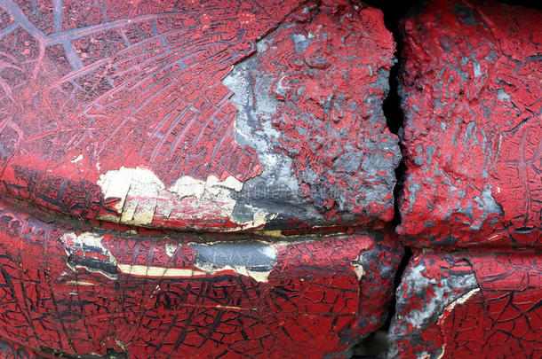 金属表面开裂的红色油漆-宏3
