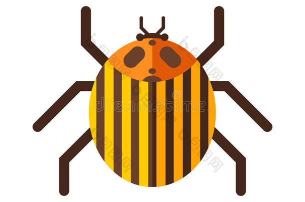 甲虫扁平昆虫在卡通风格矢量插图