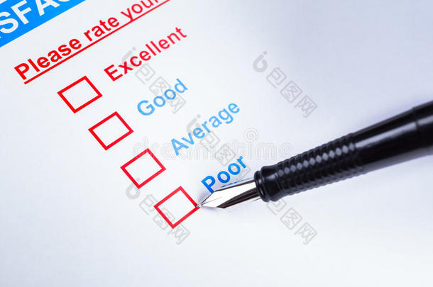 客户满意度调查复选框与评级和笔指向差，可以使用任何业务概念背景