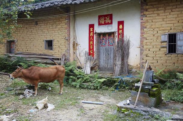 中国旧泥砖房