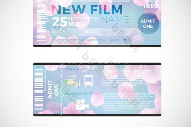 电影院现代门票设计，矢量插图10EPS图形。