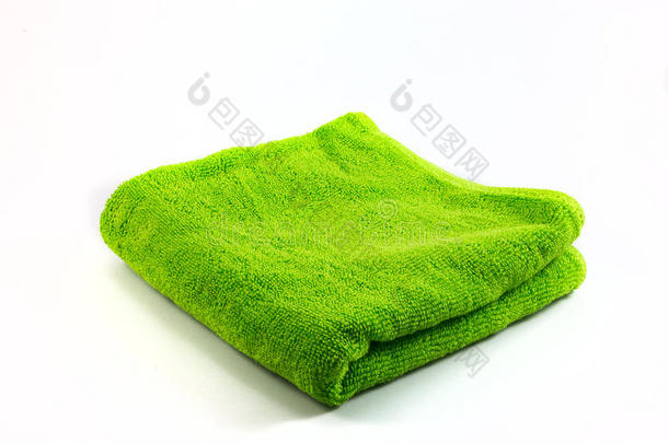 白色背景上的绿色毛巾手帕