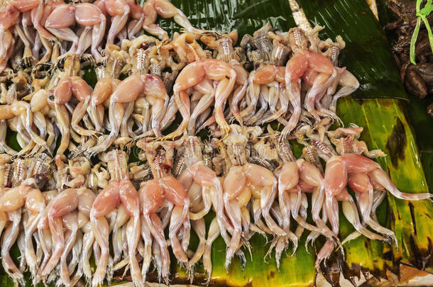 青蛙腿，被切除的青蛙出售在雅加达的格罗德克区的市场