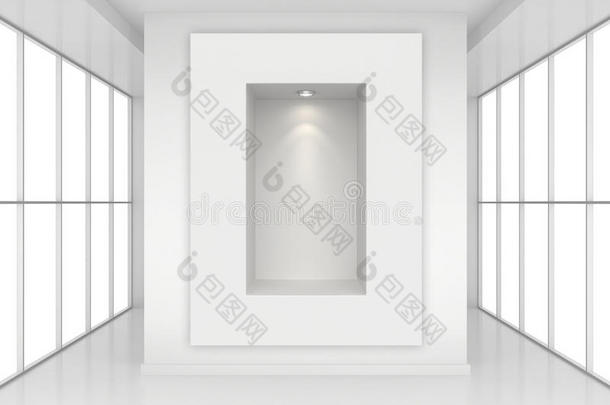 展览展示与光源在空白室内大窗户