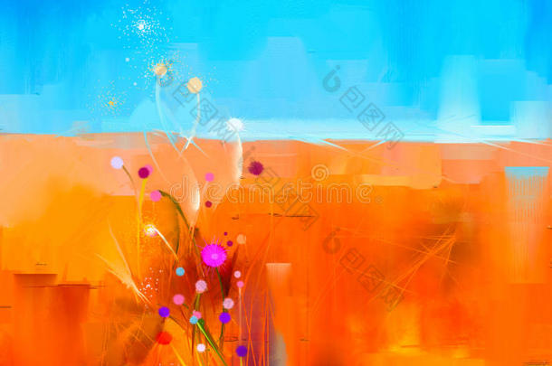 画布上抽象的彩色油画景观