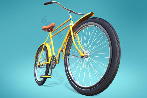 自行车概念海报设计，复古自行车渲染，在颜色上与文字的位置。 运动嬉皮士骑夏天甚至