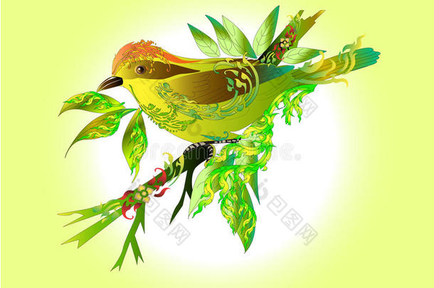 鸟类艺术设计和线泰语