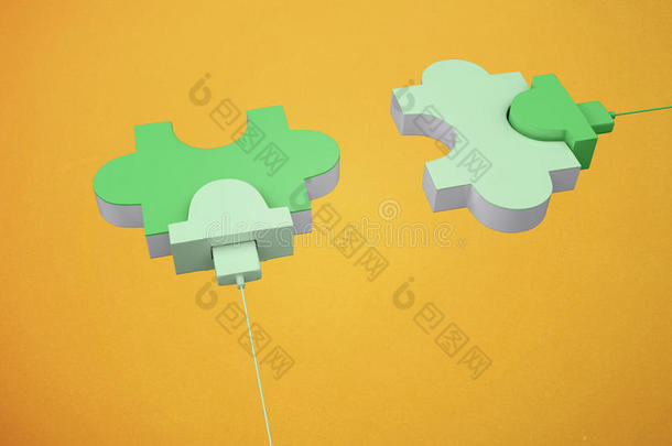 绿色USB拼图的复合图像