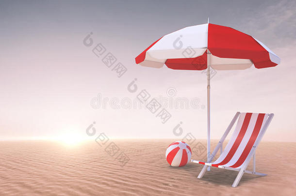 太阳躺椅和<strong>遮阳伞</strong>图像的复合图像